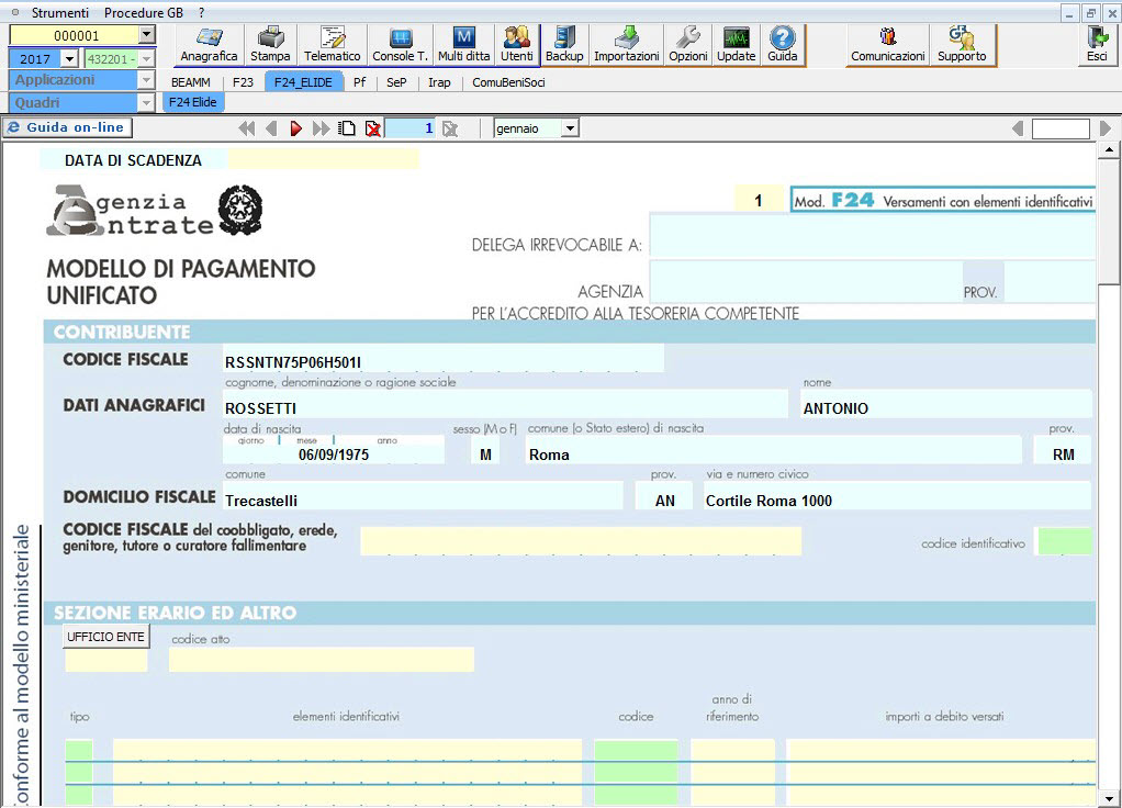 Modello F24 ELIDE